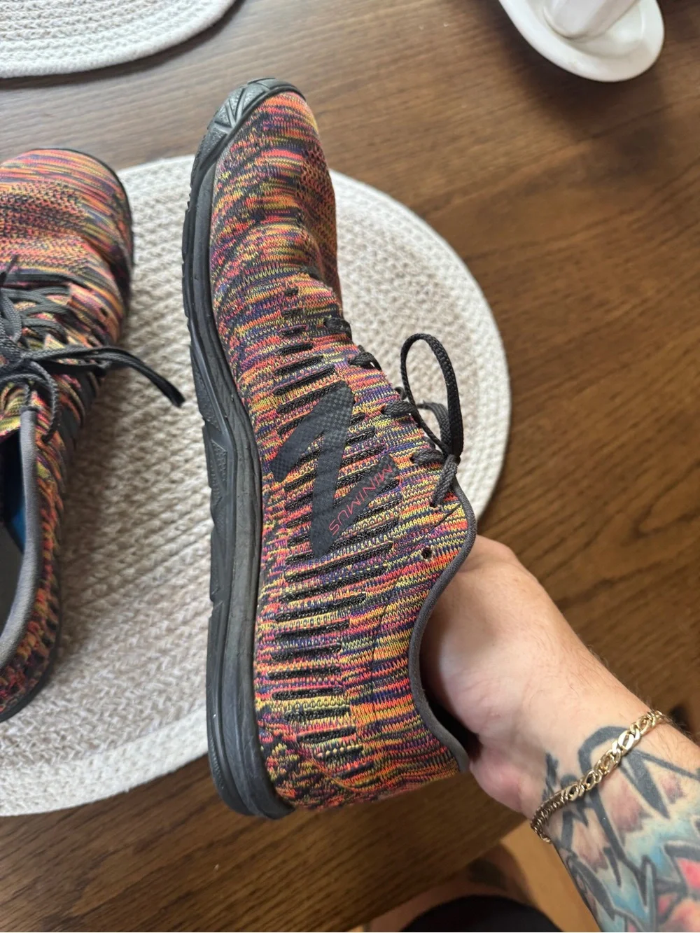 New Balance Men’s Multicolor Knit Minimus  Sneakers — Black Accents